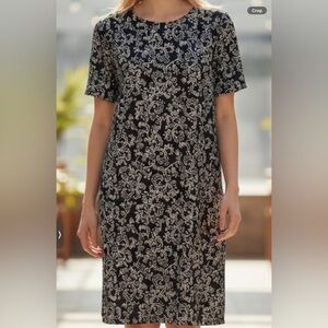 NWT Paisley Activewear Cotton Dress B/W Karen Scott / Macys CUTE & comfy!